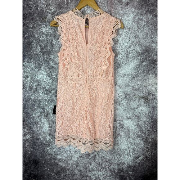 Lulus Dress Womens L Pink Embroidered Crochet Keyhole Ruffles Shift Cottage - Picture 10 of 11